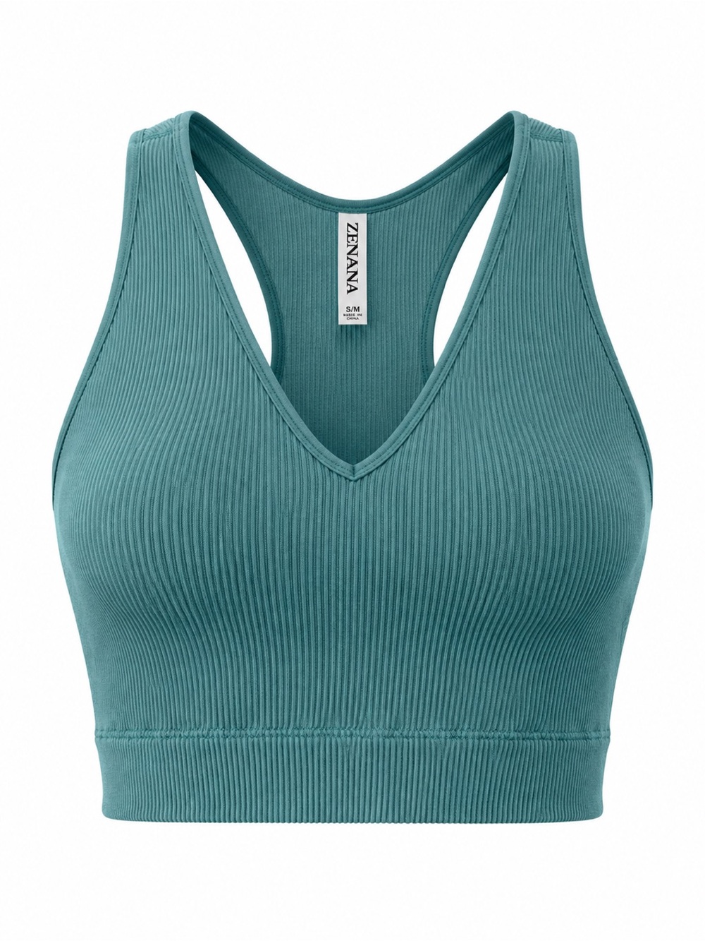 ZENNANA‎ Ribbed Racerback Crop Top Teal